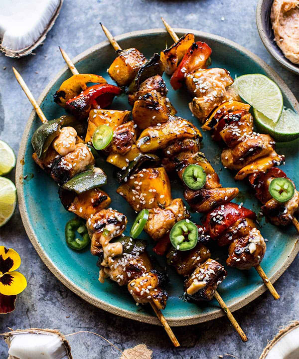 Hawaiian BBQ Skewers with Sriracha Lime Honey Butter